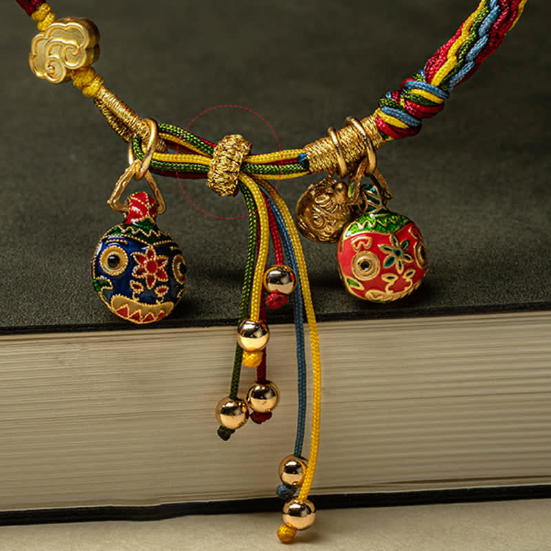 Pulsera de hilo colorido con nudo de reencarnación y suerte familiar con bestia tragadora de oro de Mythstone