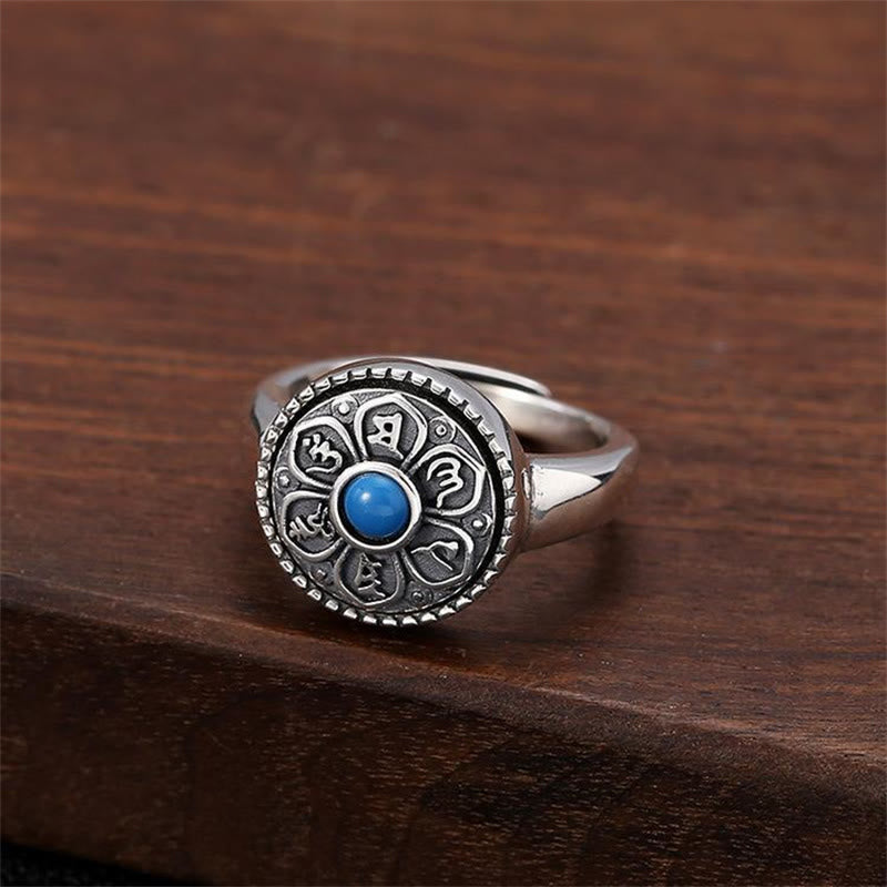 Mythstone Tibetan Om Mani Padme Hum Peace Rotatable Ring