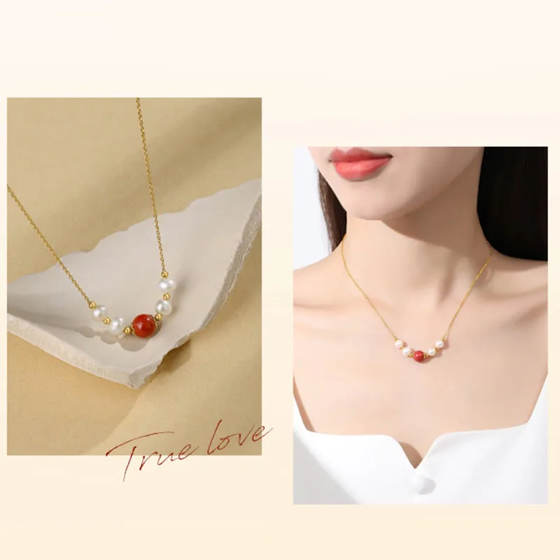 Mythstone 925 Sterling Silver Pearl Cinnabar Sincerity Healing Bead Chain Necklace Pendant - Image 8