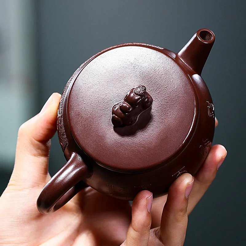 Mythstone Yixing Handmade Brown Dragon Purple Clay Kung Fu Teapot 240ml - Image 7