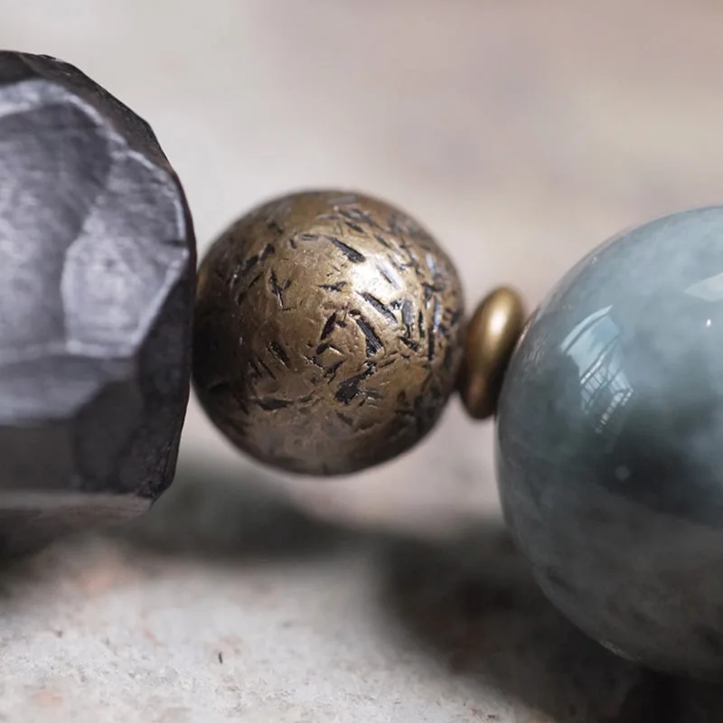 MythStone Eagle's Eye Stone Ebony Wood Copper Confidence Couple Bracelet - Image 8