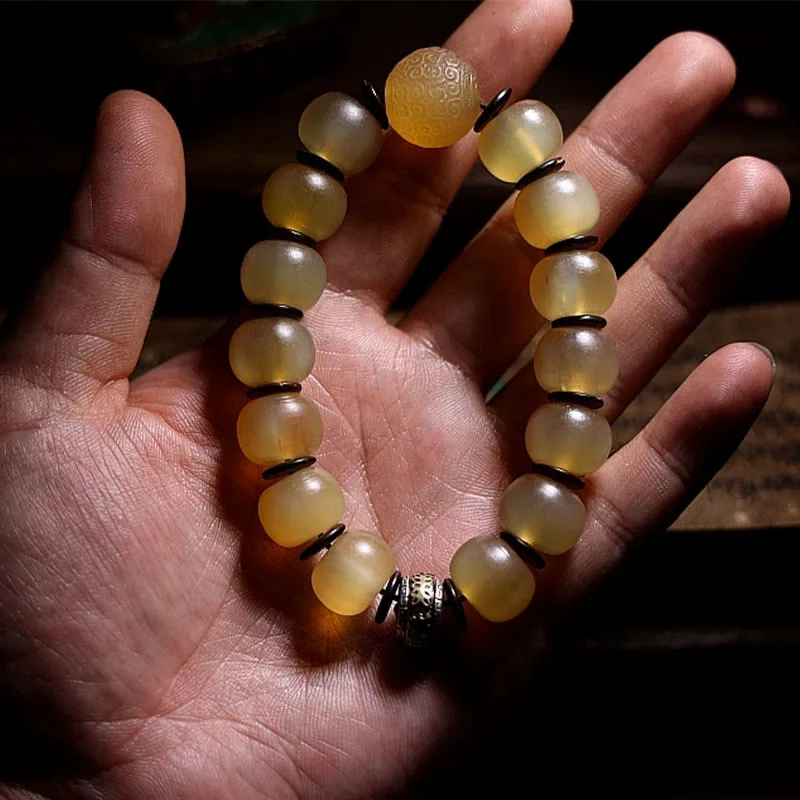 Mythstone Handmade Tibetan Sheep Horn Om Mani Padme Hum Auspiciousness Bracelet - Image 12