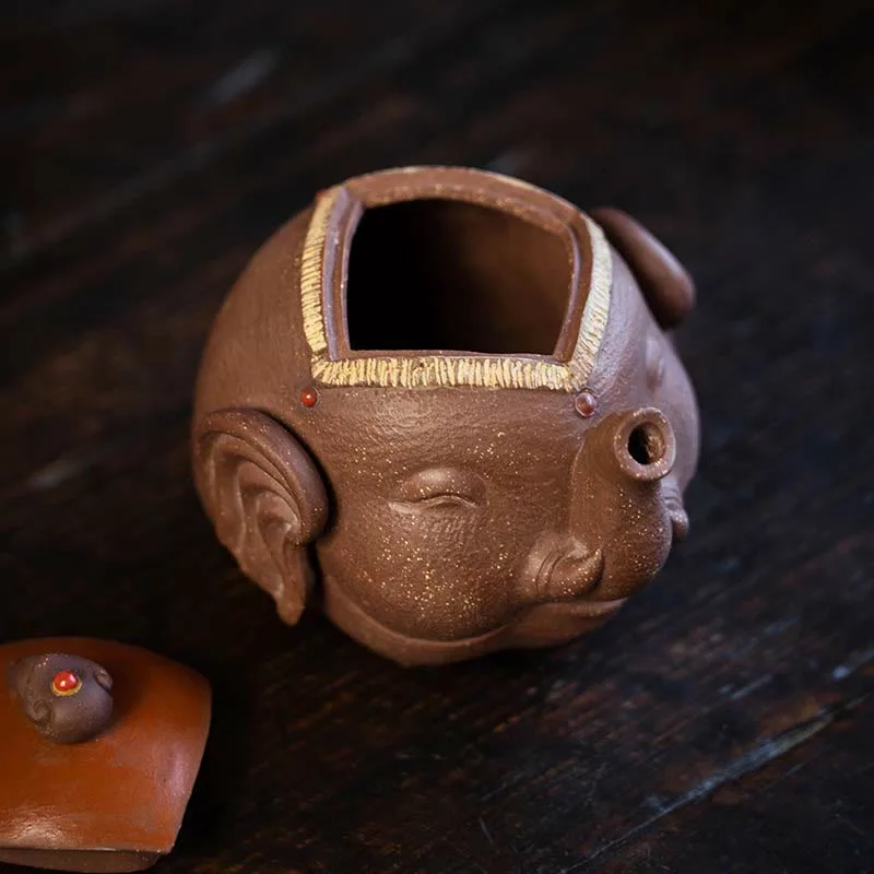 Mythstone Cute Elephant Auspicious Clouds Purple Clay Ceramic Teapot - Image 5