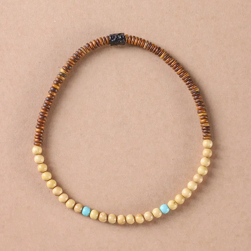 Mythstone Sandalwood Small Leaf Red Sandalwood Thuja Sutchuenensis Boxwood Turquoise Protection Double Wrap Bracelet - Image 16