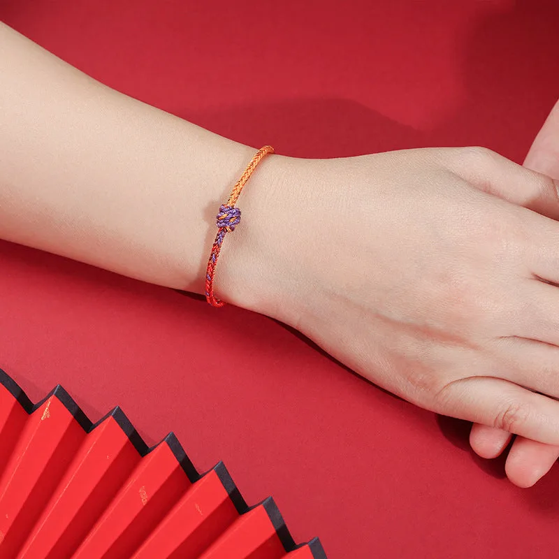 Mythstone Handcrafted Colorful Purple Gold Red Braid Rope Bracelet - Image 5