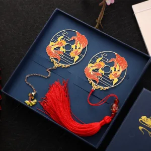 Mythstone - Gold Koi Fish Metal Brass Hollow Bookmark