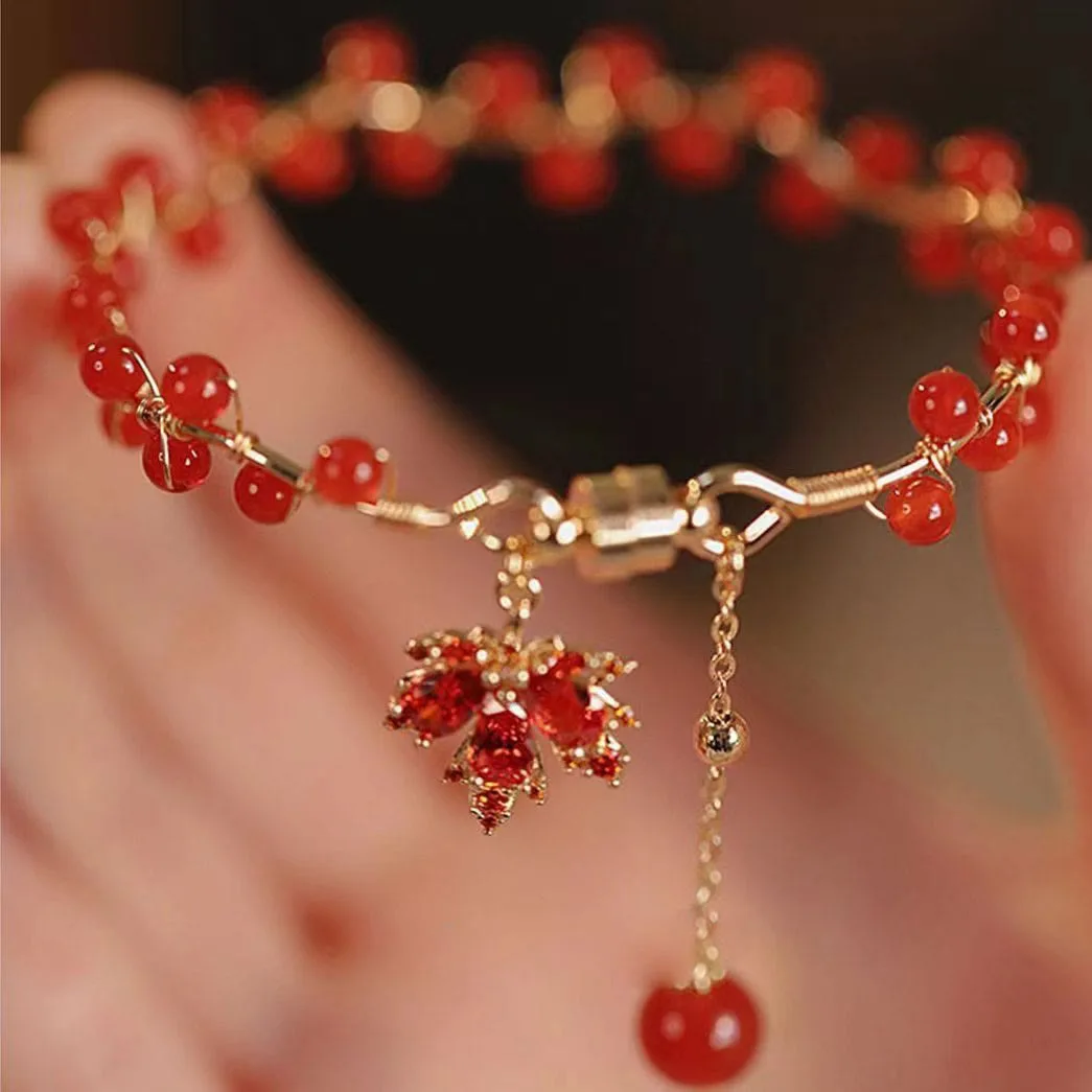 Mythstone Red Maple Leaf Luck Charm Bracelet - Image 2