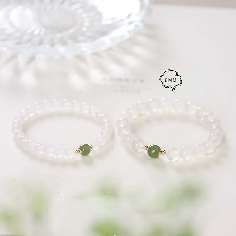 Mythstone Natural White Agate Jade Luck Bracelet - Image 3