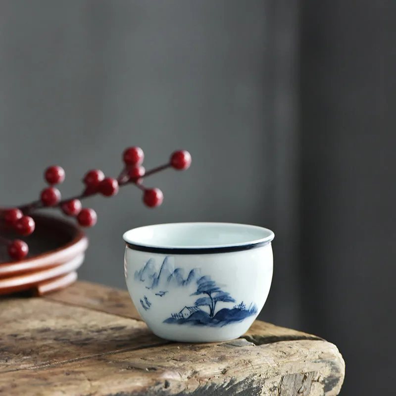 Mythstone - Koi Fish Lotus Flower Leaf Mountains Tree Ceramic Teacup Kung Fu Tea Cup 130ml - Image 16