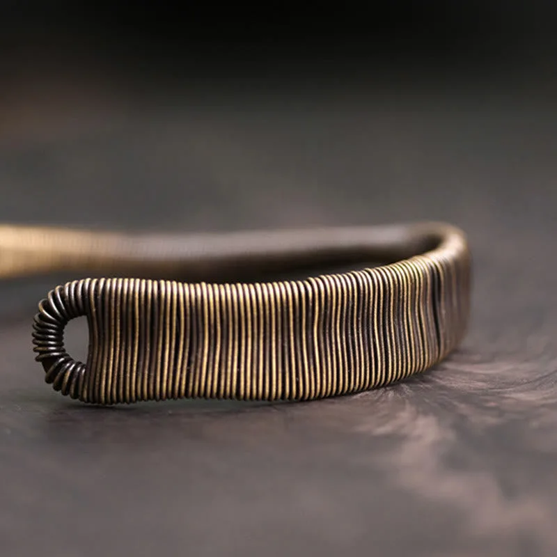 Mythstone Simple Design Wrapped Copper Luck Wealth Adjustable Cuff Bracelet - Image 8