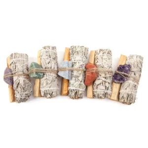 Mythstone Natural Palo Santo Amethyst Green Aventurine Crystal White Sage Smudge Purify Altar Set Spiritual Supplies