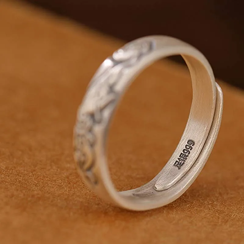 Mythstone 999 Sterling Silver Lotus Peony Flower Enlightenment Ring - Image 13