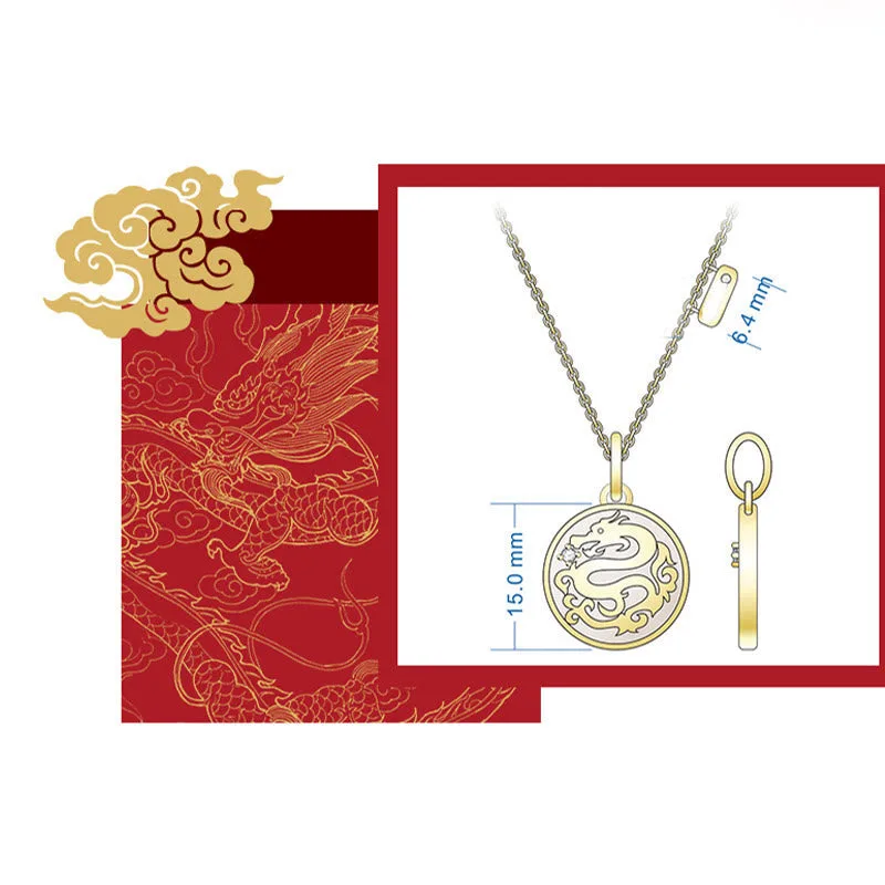 MythStone 925 Sterling Silver Tridacna Stone Year of the Dragon Fu Character Luck Strength Necklace Pendant - Image 7