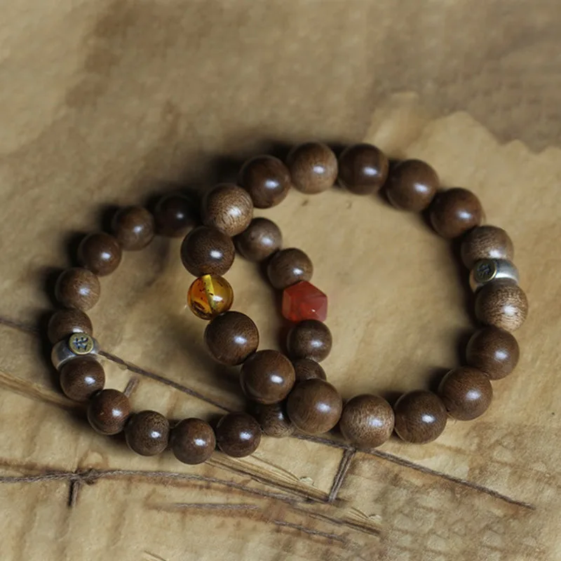Mythstone Chinese Zodiac Natal Buddha Kalimantan Agarwood Red Agate Amber 925 Sterling Silver Bracelet - Image 16