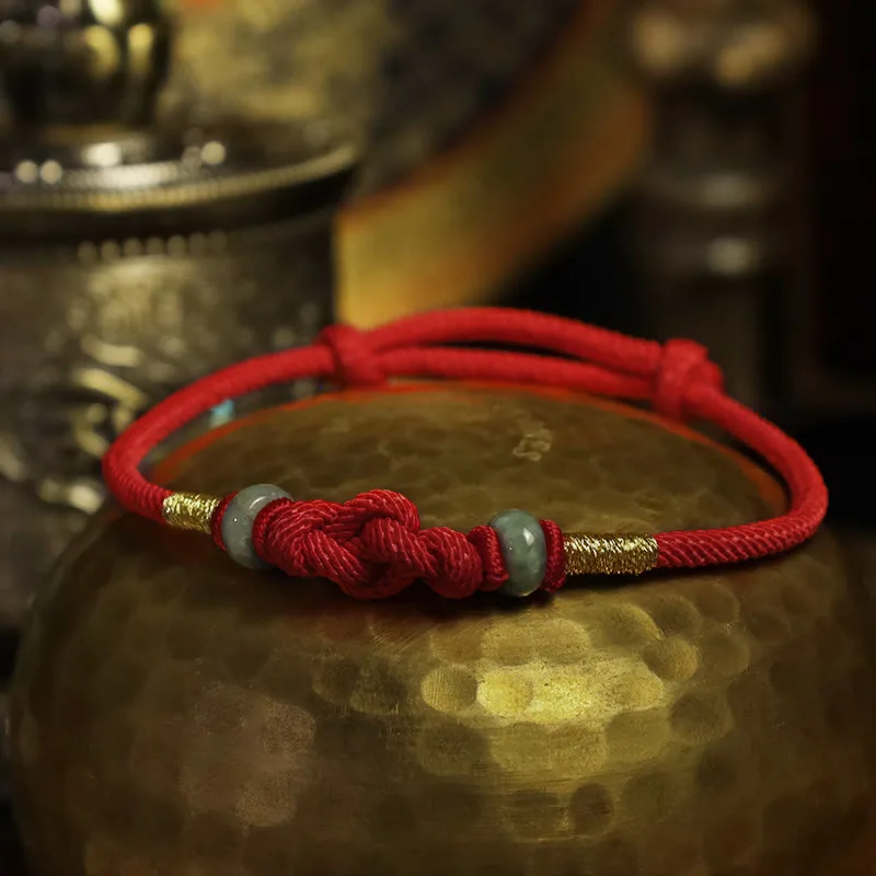 Mythstone Red String Jade Luck Fortune Knot Braided Couple Bracelet - Image 14