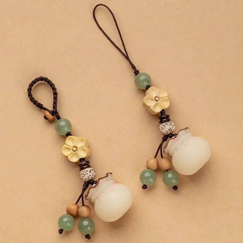 Mythstone Natural Bodhi Seed Money Bag Flower Blessing Prosperity Keychain - Image 16