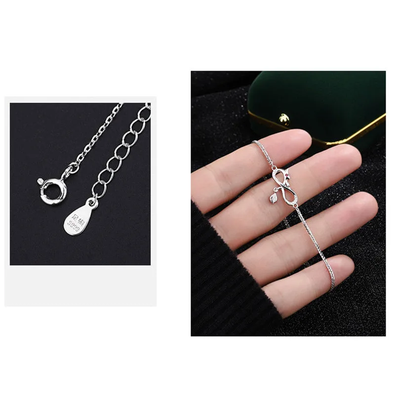 Mythstone Year Of The Dragon 999 Sterling Silver Zircon Endless Knot Tail Charm Luck Protection Bracelet - Image 10