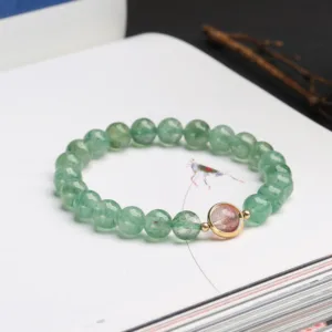 Mythstone Natural Green Strawberry Quartz Soothing Beaded Bracelet