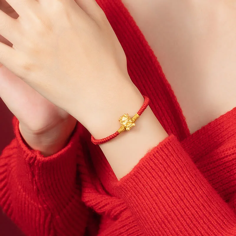 Mythstone 999 Sterling Silver Year of the Dragon Copper Coin Fortune Dragon Fu Character Luck Handcrafted Red String Braided Bracelet - Image 13