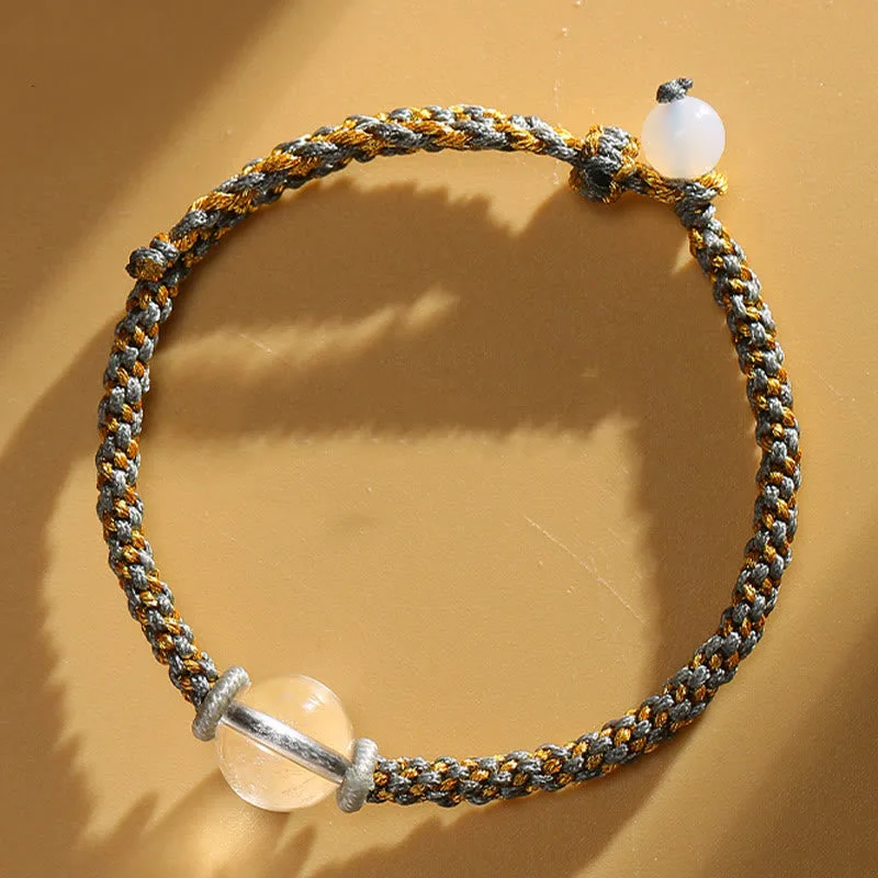 Mythstone Handmade Red Agate Amethyst Golden Rutilated Quartz Pink Crystal Bead Calm Braided Bracelet - Image 23