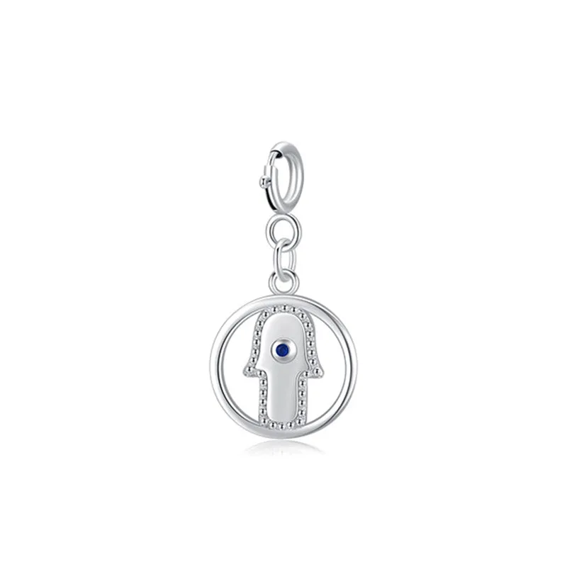 925 Sterling Silver Evil Eye Hamsa Symbol Prosperity Luck Chain Necklace Pendant - Image 8