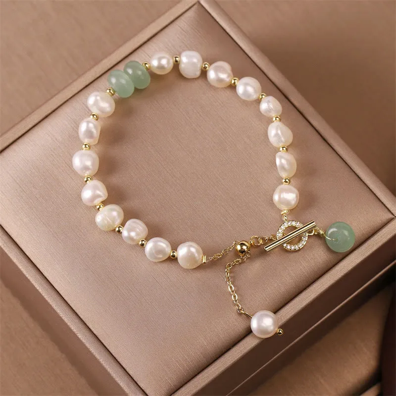 Mythstone Pearl Green Strawberry Quartz Bead Healing Chain Bracelet - Image 10