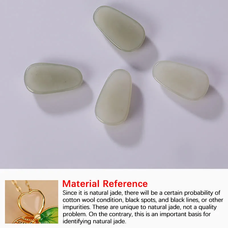 Mythstone 925 Sterling Silver Plated Gold Hetian Jade Luck Shamrock Clover Necklace Pendant Earrings - Image 10