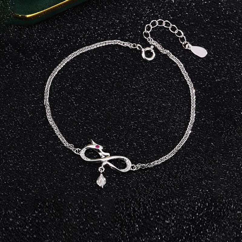 Mythstone Year Of The Dragon 999 Sterling Silver Zircon Endless Knot Tail Charm Luck Protection Bracelet - Image 3