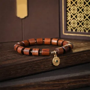 Mythstone Natural Rosewood Barrel Beads Warmth Bracelet