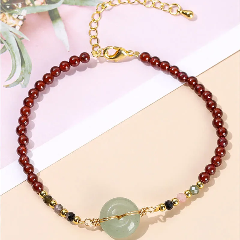 Mythstone Natural Garnet Peace Buckle Bead Calm Bracelet - Image 7