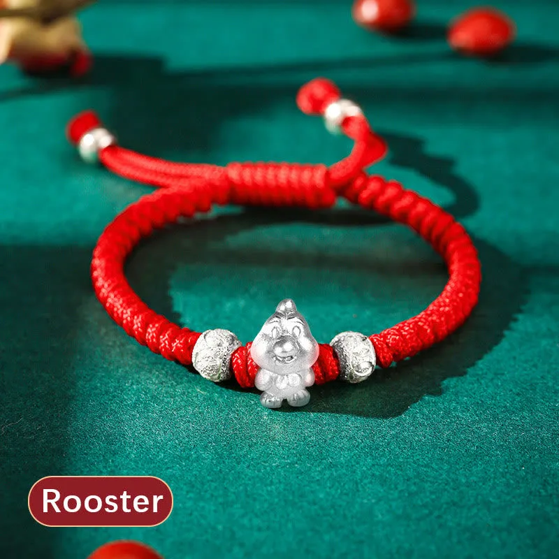 Mythstone 999 Sterling Silver Chinese Zodiac Red Rope Luck Handcrafted Kids Bracelet - Image 23