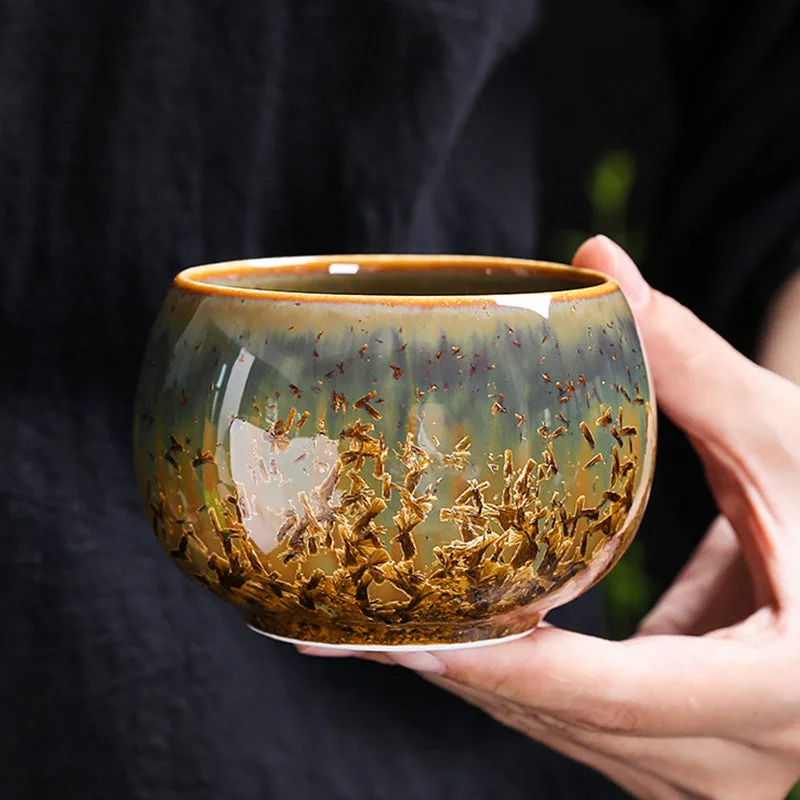 Mythstone Colorful Brown Ceramic Teacup Kung Fu Tea Cup Bowl - Image 3