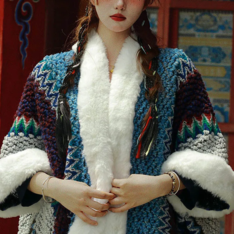 Mythstone Tibetan Multicolored Striped Shawl Winter Cozy Travel Scarf Wrap - Image 35