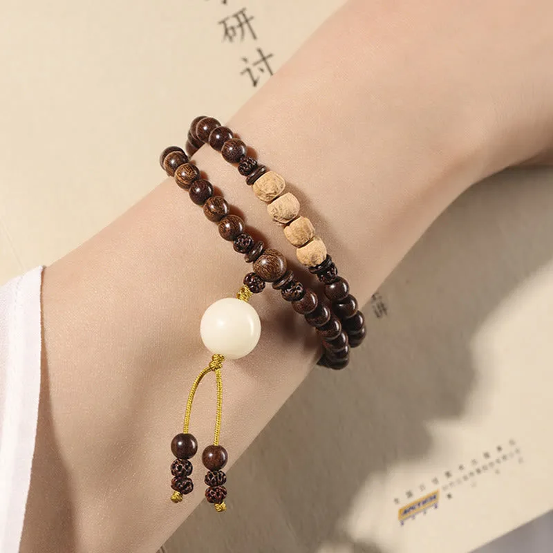 Mythstone Sandalwood Small Leaf Red Sandalwood Bodhi Seed Purification Double Wrap Bracelet - Image 3