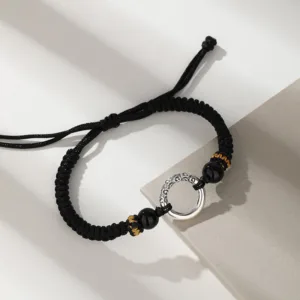 Mythstone 925 Sterling Silver Peace Buckle Auspicious Clouds Fortune Braided Bracelet