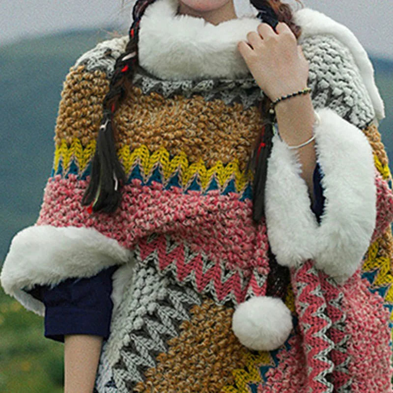 Mythstone Tibetan Multicolored Striped Shawl Winter Cozy Travel Scarf Wrap - Image 55