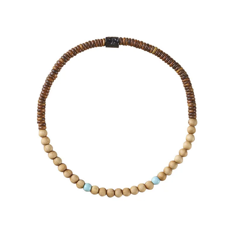 Mythstone Sandalwood Small Leaf Red Sandalwood Thuja Sutchuenensis Boxwood Turquoise Protection Double Wrap Bracelet - Image 18