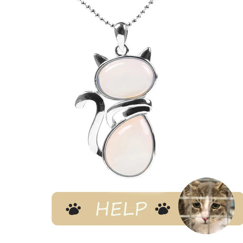 "Save A Cat" Cute Cat Pattern Natural Crystal Protection Cat-Loving Pendant Necklace - Image 17