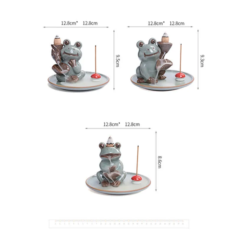 Mythstone Meditation Frog Ceramic Lotus Healing Incense Burner - Image 10