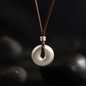 Mythstone 999 Sterling Silver Round Peace Buckle Protection Necklace Pendant