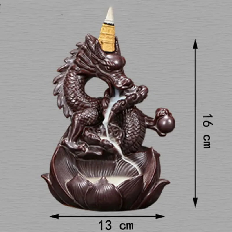 Mythstone Dragon Lotus Pattern Strength Protection Ceramic Incense Burner Decoration - Image 8