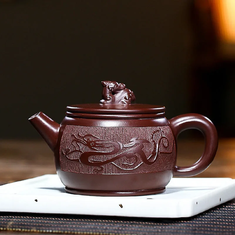 Mythstone Yixing Handmade Brown Dragon Purple Clay Kung Fu Teapot 240ml