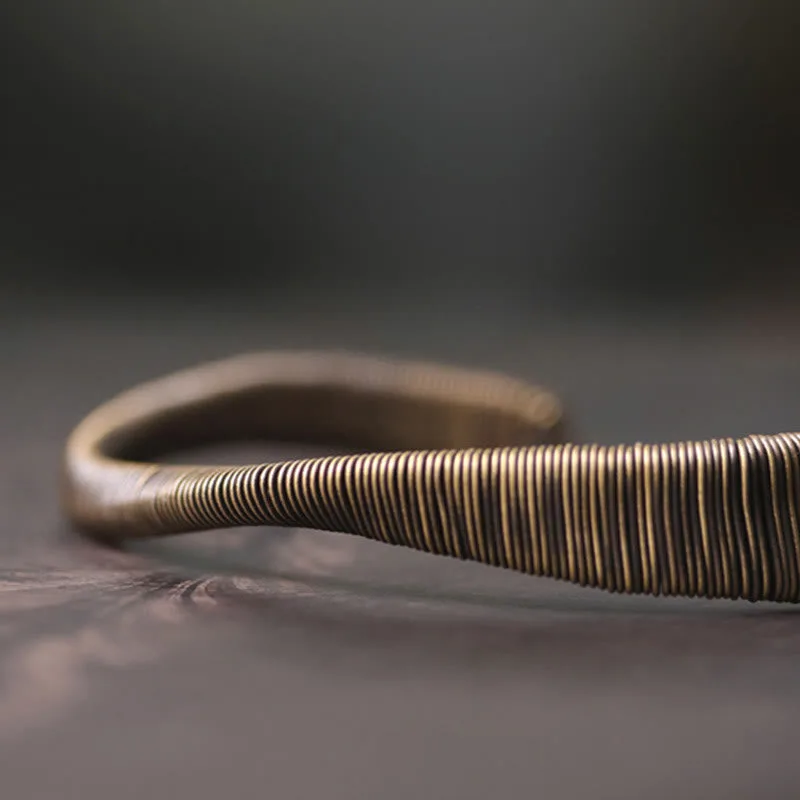 Mythstone Simple Design Wrapped Copper Luck Wealth Adjustable Cuff Bracelet - Image 5