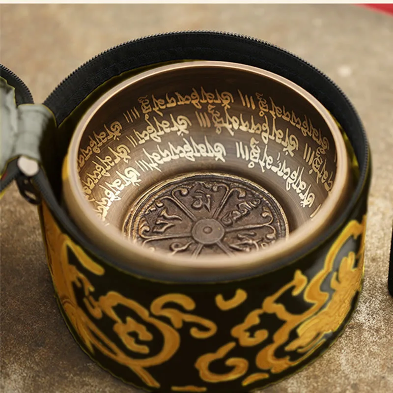 Mythstone Tibetan Meditation Sound Bowl Handcrafted for Healing and Mindfulness Singing Bowl Set - Image 6