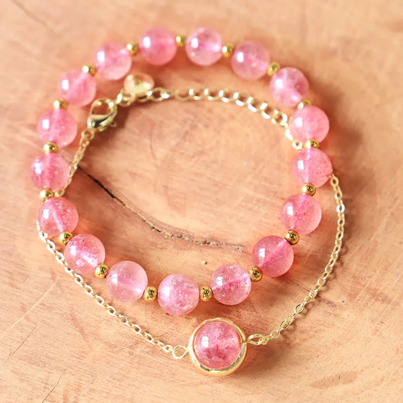 MythStone Sun Stone Strawberry Quartz Crystal Positive Bracelet - Image 3