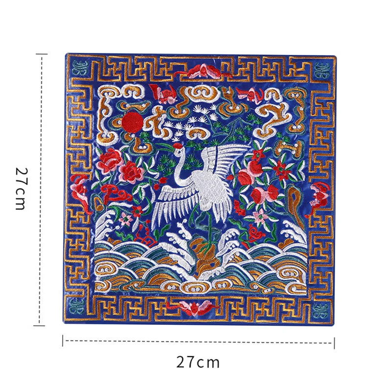 Mythstone Crane Phoenix Dragon Kirin Embroidered Cup Mat Pad Tea Cup Coaster Square Kung Fu Tea Mat - Image 7
