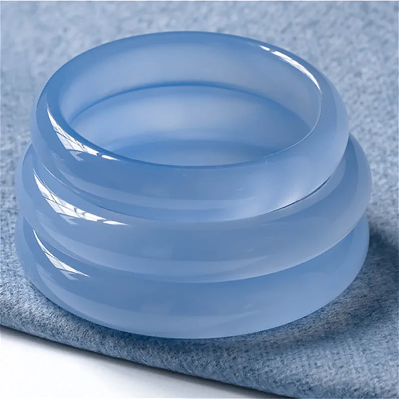 Mythstone Blue Chalcedony Emotional Balance Bracelet Bangle - Image 4