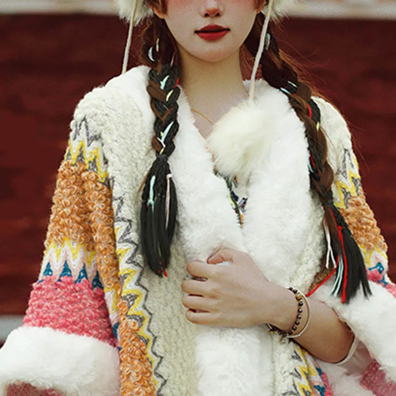 Mythstone Tibetan Multicolored Striped Shawl Winter Cozy Travel Scarf Wrap - Image 18