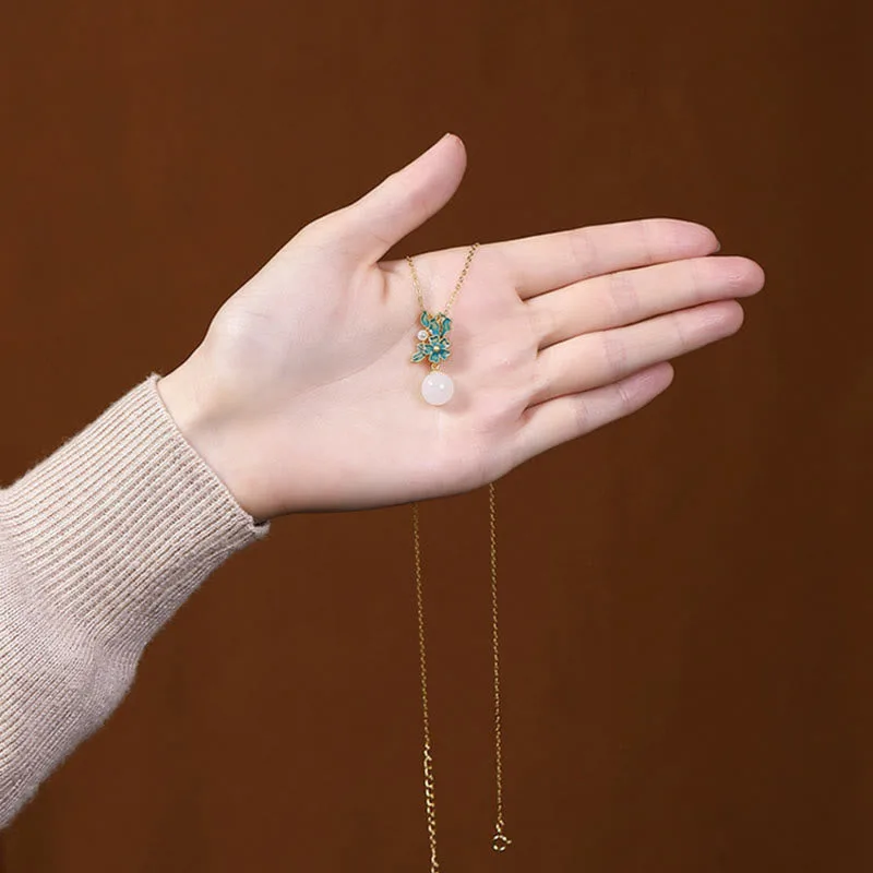 Mythstone White Jade 925 Sterling Silver Pearl Flower Blessing Necklace Pendant Ring Earrings - Image 11