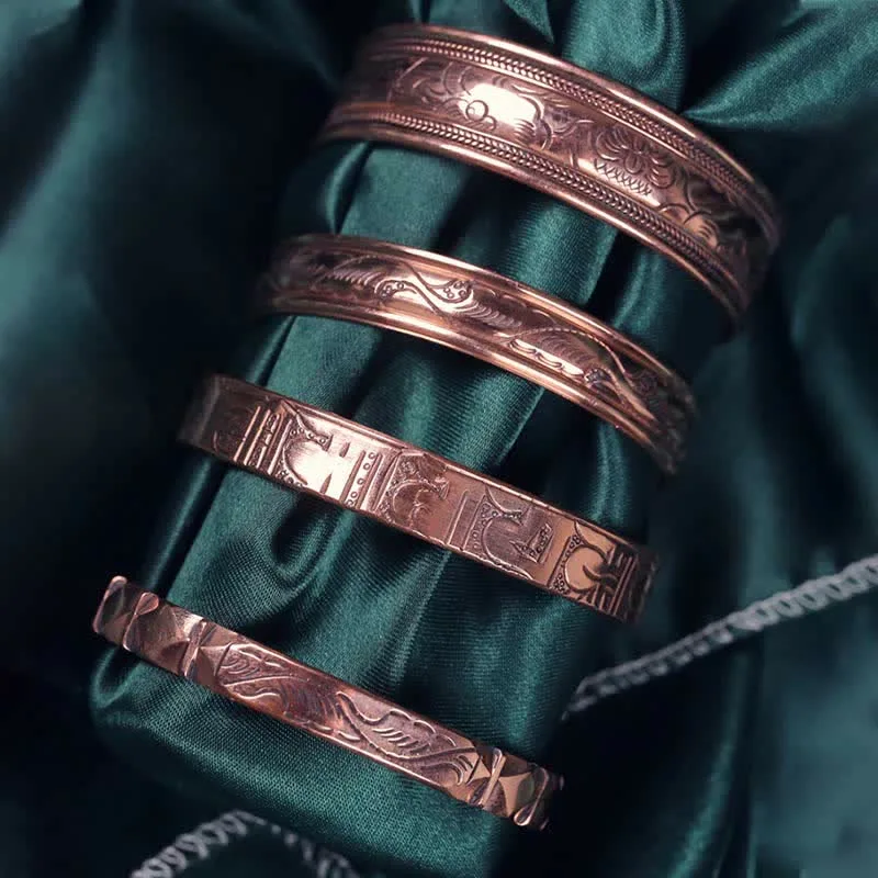 Mythstone Vintage Pattern Luck Balance Copper Cuff Bracelet Bangle - Image 17